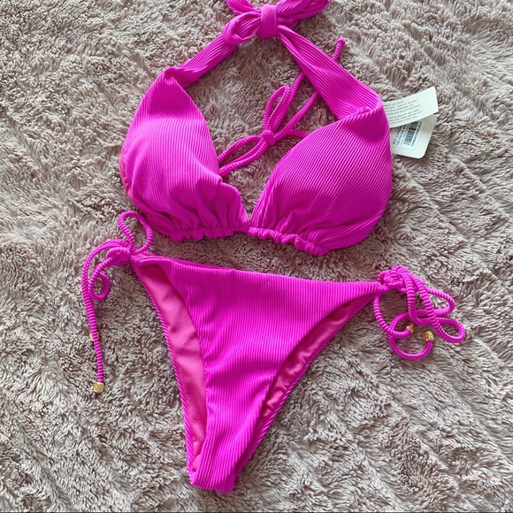 Pink Ribbed Bikini Set - Picture 1 of 5
